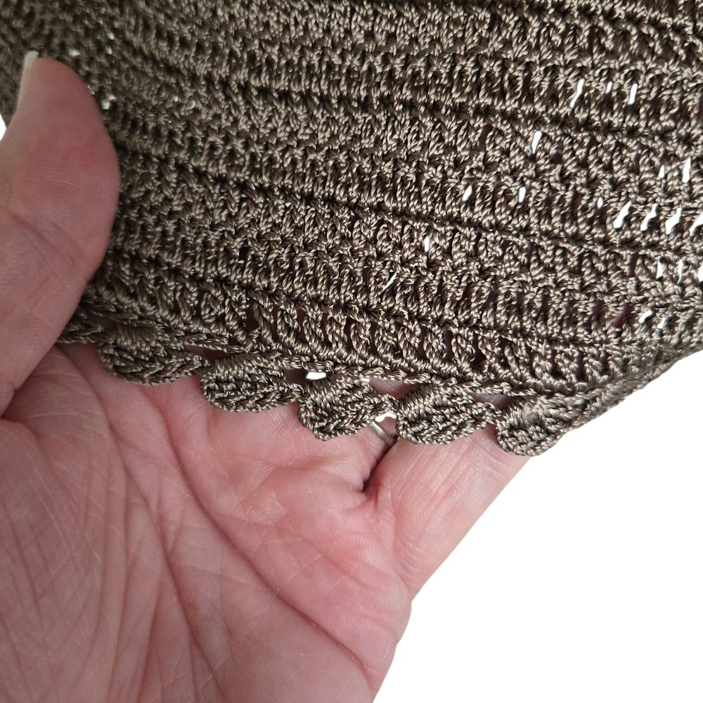 The Limited Hand Knit Tank Top Womens L Brown Crochet Fringe Boho Hippie EUC - Picture 6 of 9